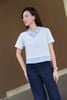 Áo croptop cổ bẻ phối kẻ - O61B25H006