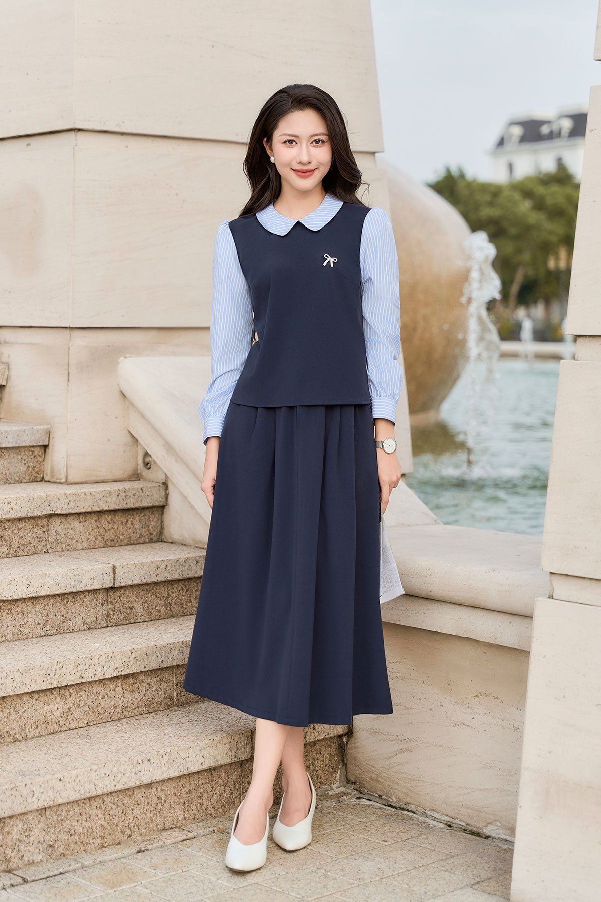 Chân váy A cạp chun 2 bên - V62R25Q015