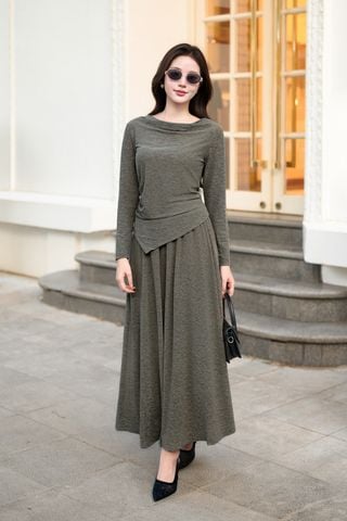 Chân váy suông thun dài cạp chun - O62T25T002