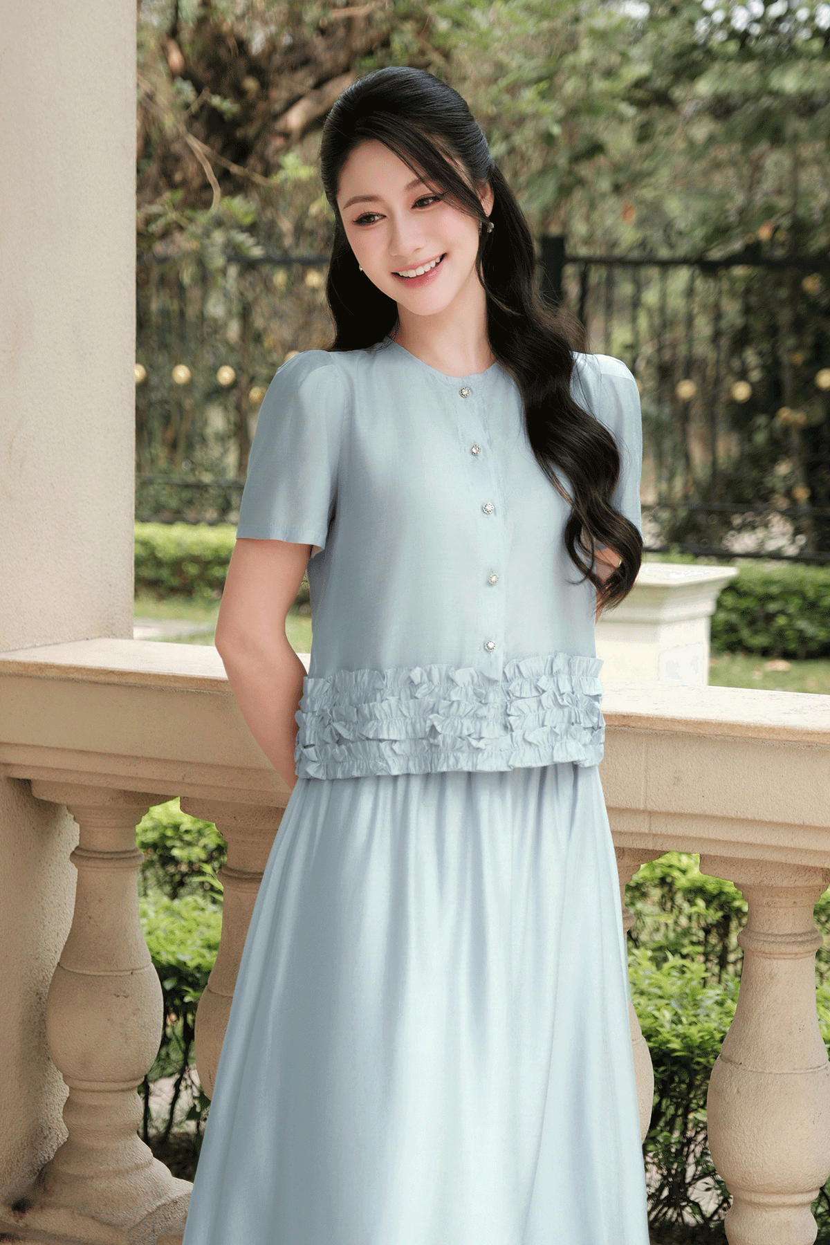 Áo dáng suông tay bồng bèo gấu - O61B26H001