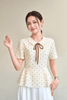 Áo peplum cộc tay cổ bẻ đính nơ - O61B26H012