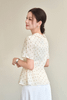 Áo peplum cộc tay cổ bẻ đính nơ - O61B26H012