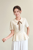 Áo peplum cộc tay cổ bẻ đính nơ - O61B26H012