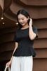 Áo peplum cộc tay dập ly gấu  - O61B26H013