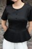 Áo peplum cộc tay dập ly gấu  - O61B26H013
