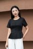 Áo peplum cộc tay dập ly gấu  - O61B26H013
