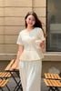 Áo peplum cộc tay dập ly gấu  - O61B26H013