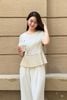 Áo peplum cộc tay dập ly gấu  - O61B26H013