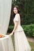 Áo peplum cộc tay dập ly gấu  - O61B26H013