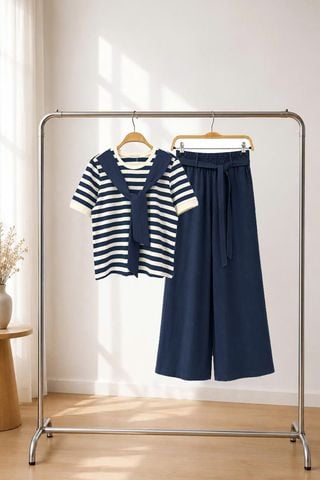 Áo thun cổ tròn khăn vai - O61B26H016