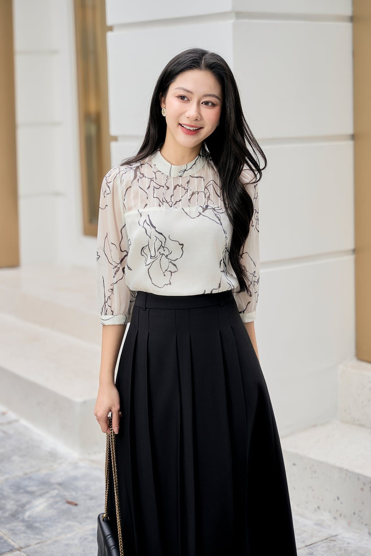 Áo cổ tàu mí ngực - O61B26Q003