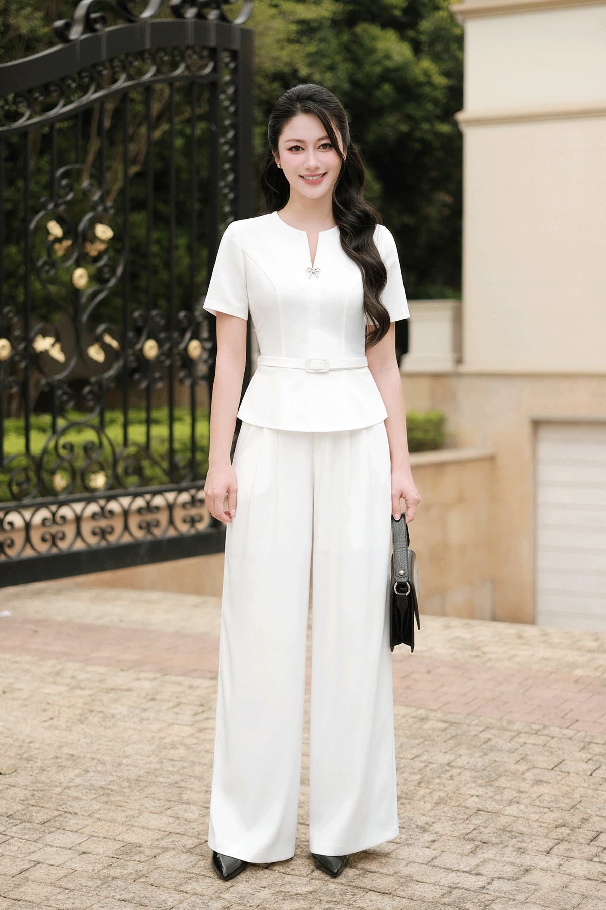 Áo peplum đai eo đính nơ - O61B26Q004