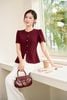 Áo cộc tay nhún vai cổ tròn cúc trang trí - O61B26Q047