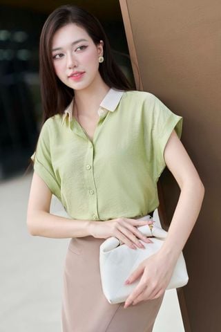 Áo sơ mi vai chờm phối cổ - O61H25H023
