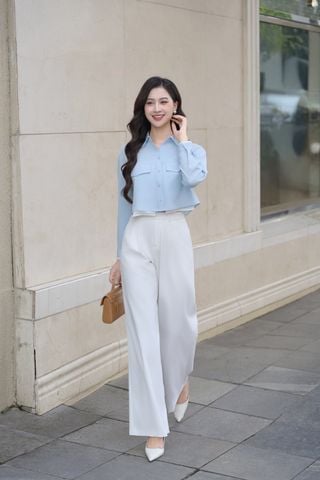 Quần ống rộng chun sườn ly bung - V64W24Q017