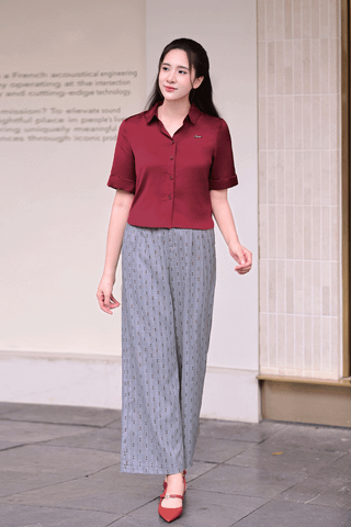 Áo sơ mi cổ đức tay lơ vê - O61H25Q017