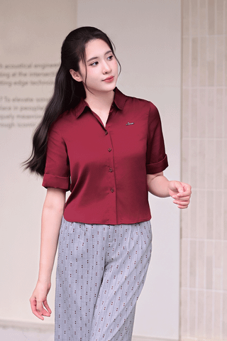 Áo sơ mi cổ đức tay lơ vê - O61H25Q017