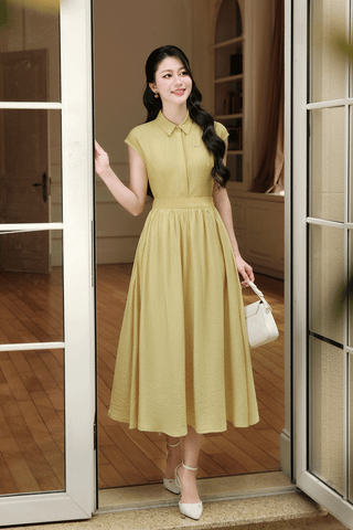 Áo sơ mi vai chờm chiết ly eo - O61H26H005