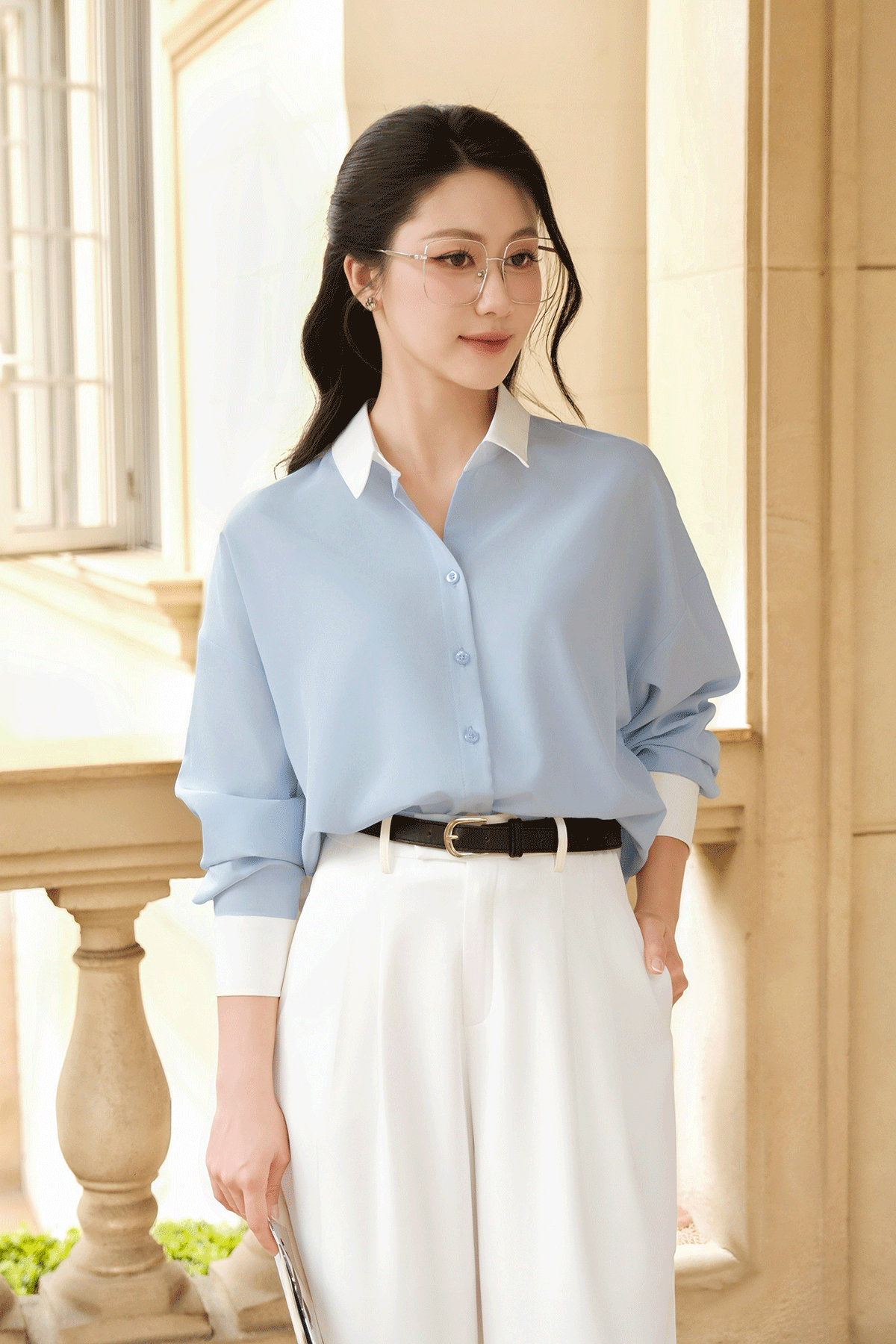 Áo sơ mi Oxford phối màu - O61H26Q002