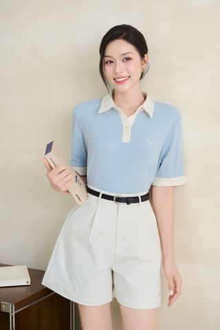 Áo thun dáng suông cổ bẻ bo tay - O61S26H011