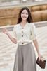 Áo len croptop cổ bẻ tay ngắn bồng - O61W25Q007