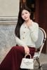 Áo len cardigan phối cổ - O61W25Q016 (Hình thêu ngẫu nhiên)