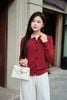 Áo len cardigan phối cổ - O61W25Q016 (Hình thêu ngẫu nhiên)