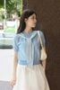 Áo len cộc tay bo gấu phối khăn kẻ - O61W26Q012