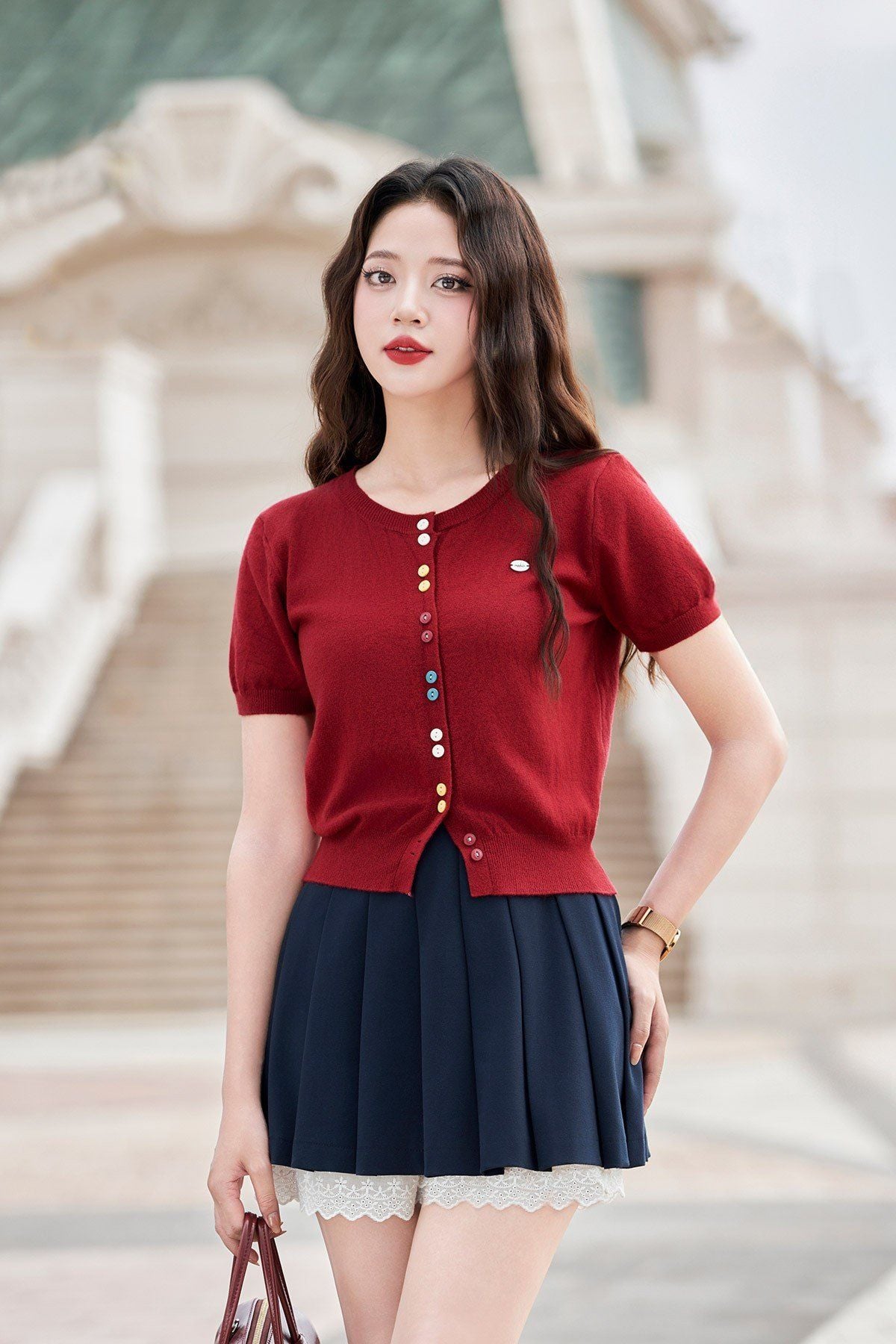 Chân váy tennis phối ren - O62L25Q005