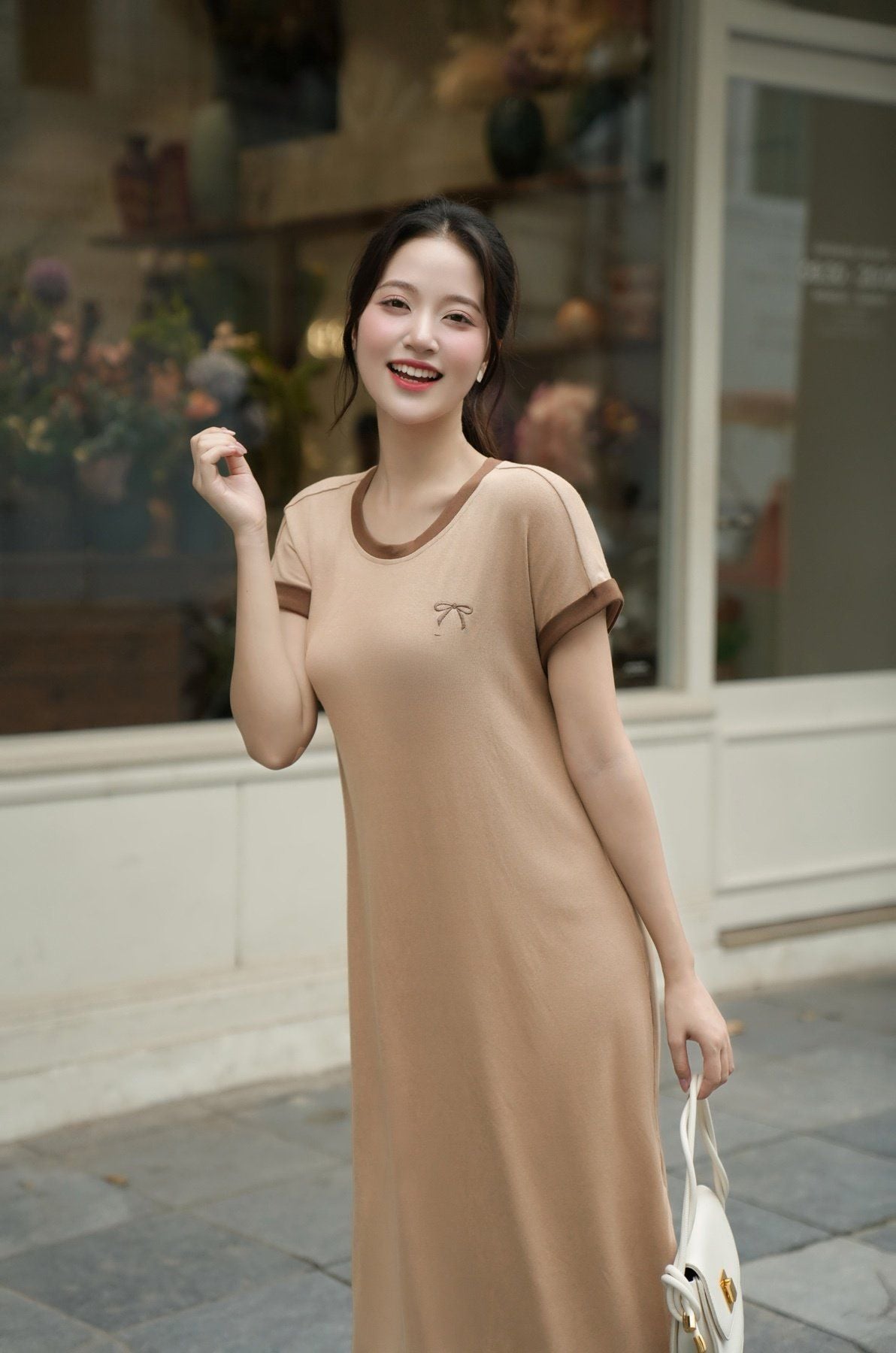 Đầm thun phối màu thêu ngực - O63T25H010