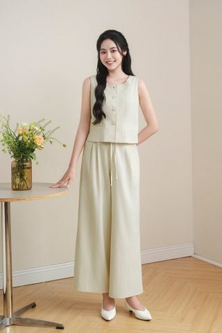 Quần ống rộng chun sườn buộc dây eo - O64W26Q002