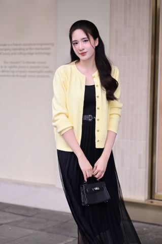 Áo khoác len cardigan cổ tròn dài tay - O65C25T010