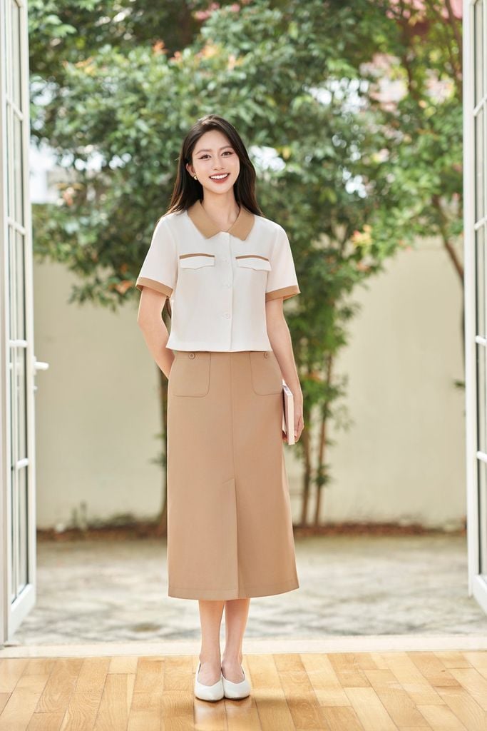 Chân váy dáng dài túi ốp - V62M24Q011