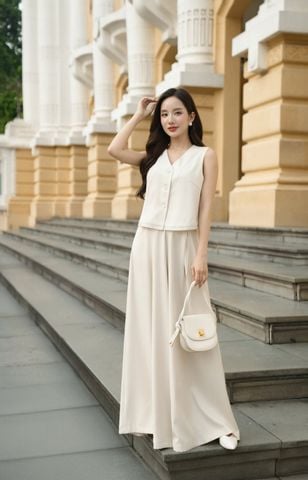 Áo cổ tim phối gấu - O65D25H018