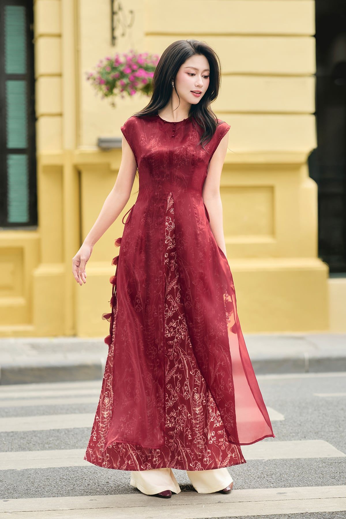 Áo dài cách tân Phúc Hoa - S61A25Q013