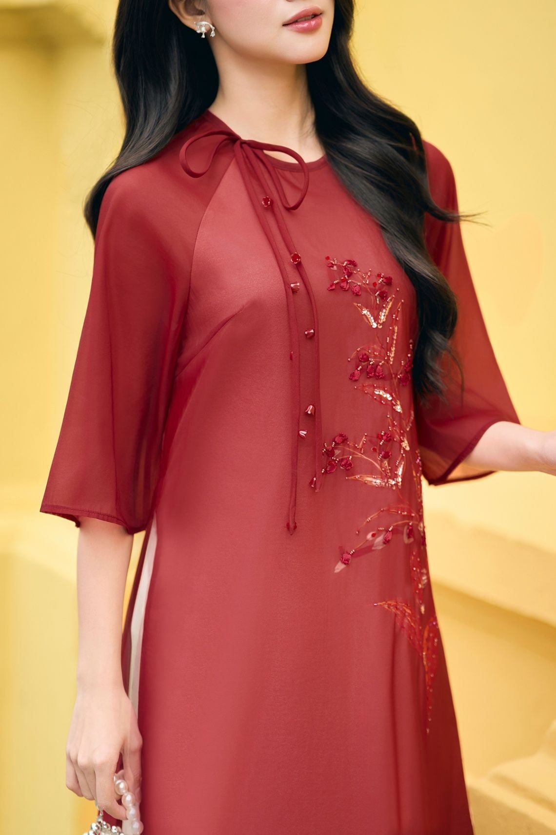 Áo dài cách tân Ngọc Hoa - S61A25Q017