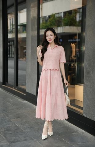 Chân váy dáng xòe; cạp chun nhún tầng - S62L25Q001