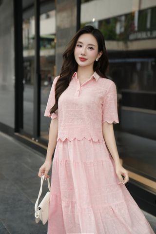 Áo croptop vải thô hoa; tay ngắn - S61B25H001