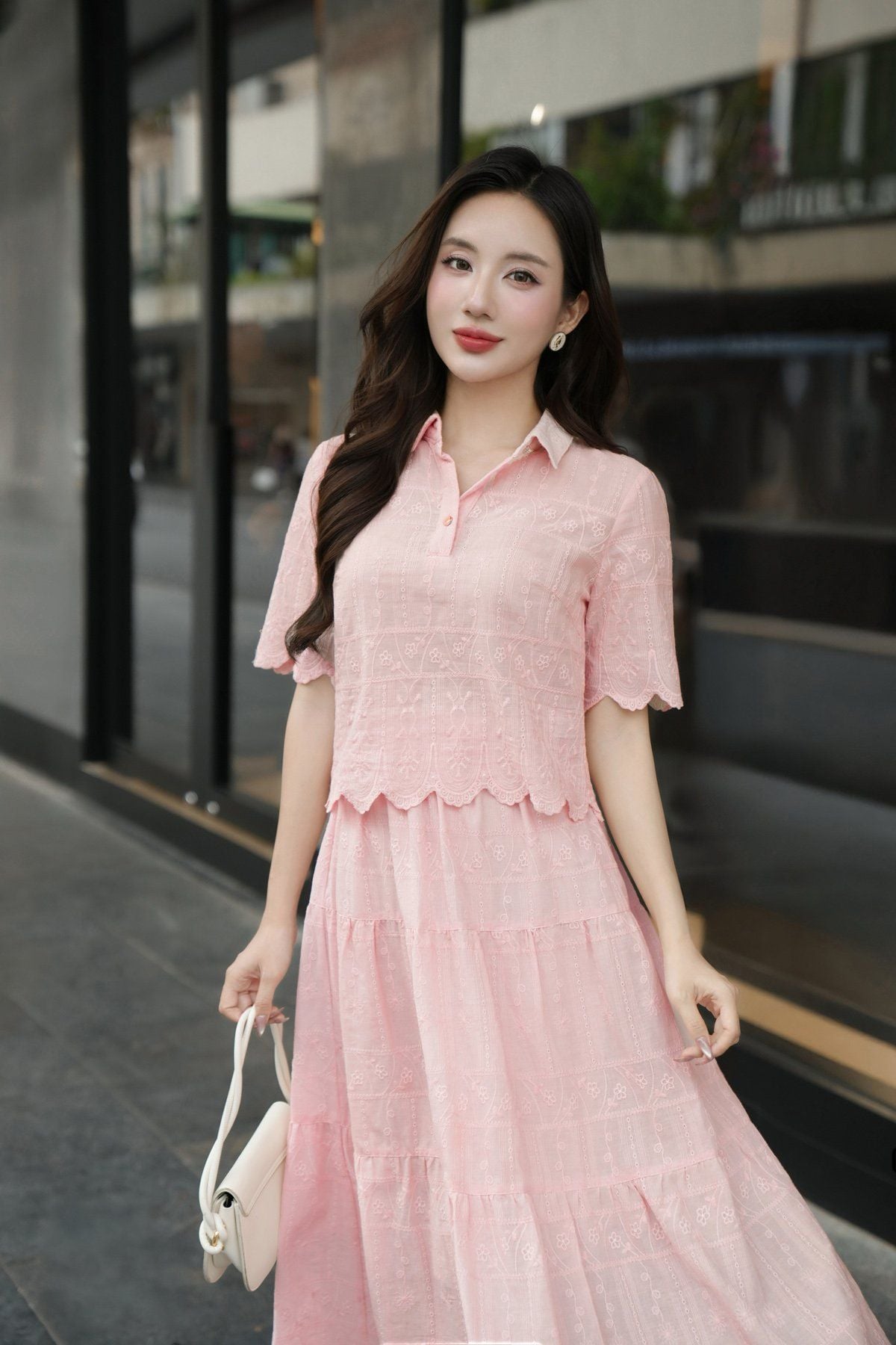 Áo croptop vải thô hoa; tay ngắn - S61B25H001