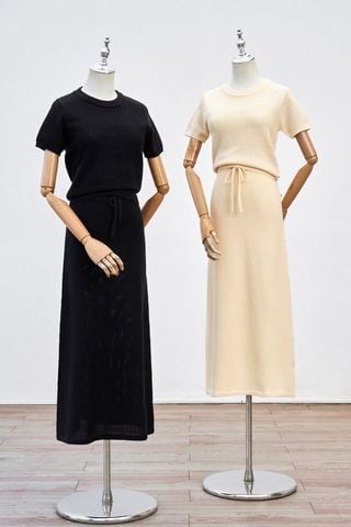 Chân váy len dài; cạp chun - S62M25Q003