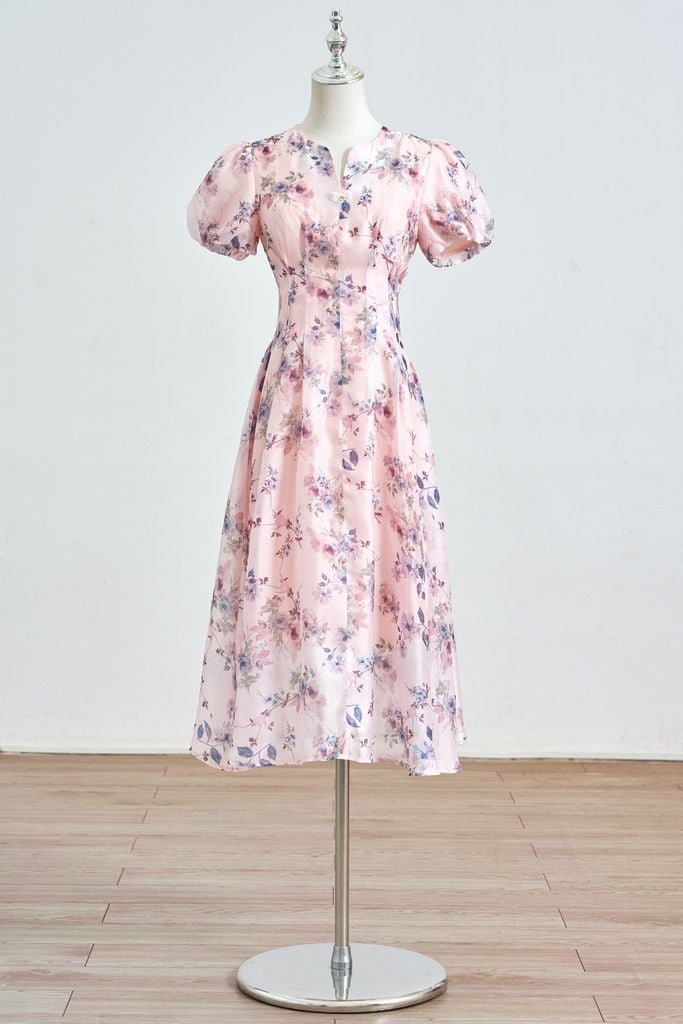 Đầm xòe xếp ly eo đính nơ - S63M25H024