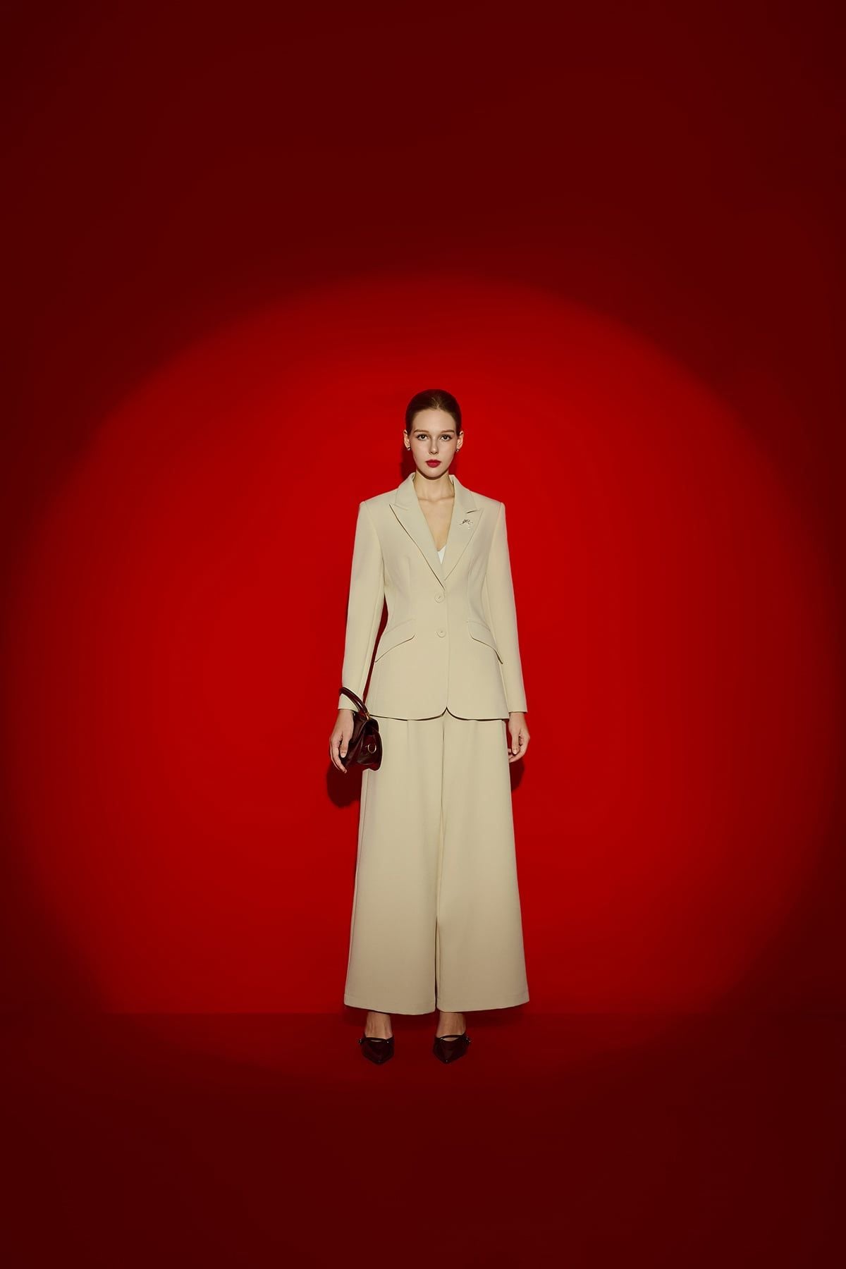 Quần ống rộng ly xếp - S64W25T002