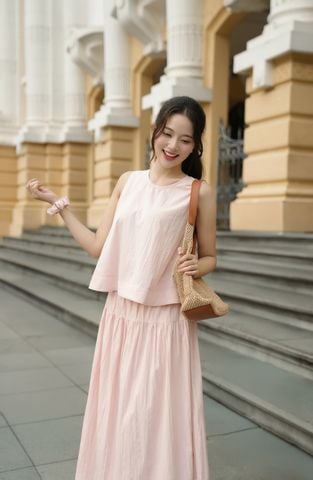 Chân váy xòe chun eo nhún tầng - V62L25H013