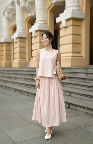 Chân váy xòe chun eo nhún tầng - V62L25H013