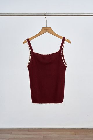 Áo len 2 dây phối viền đính nơ - V61B25T001