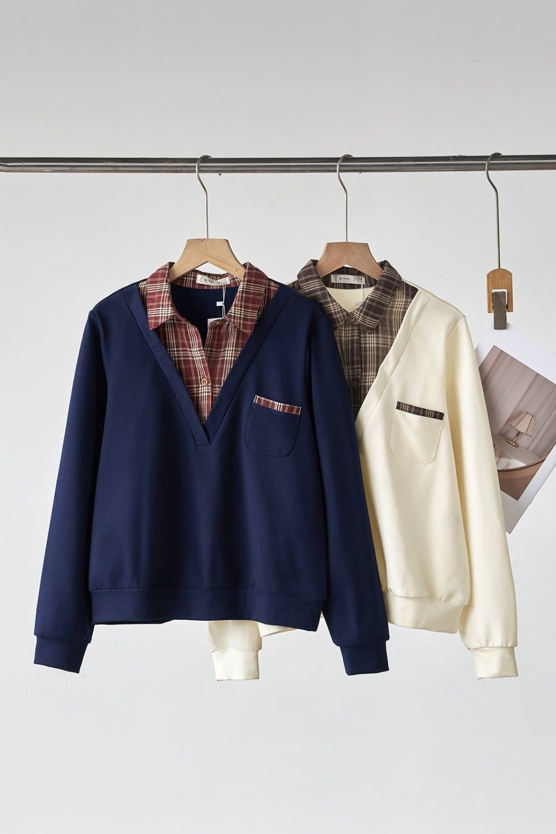 Áo dài tay bo gấu phối cổ - V61B25T016