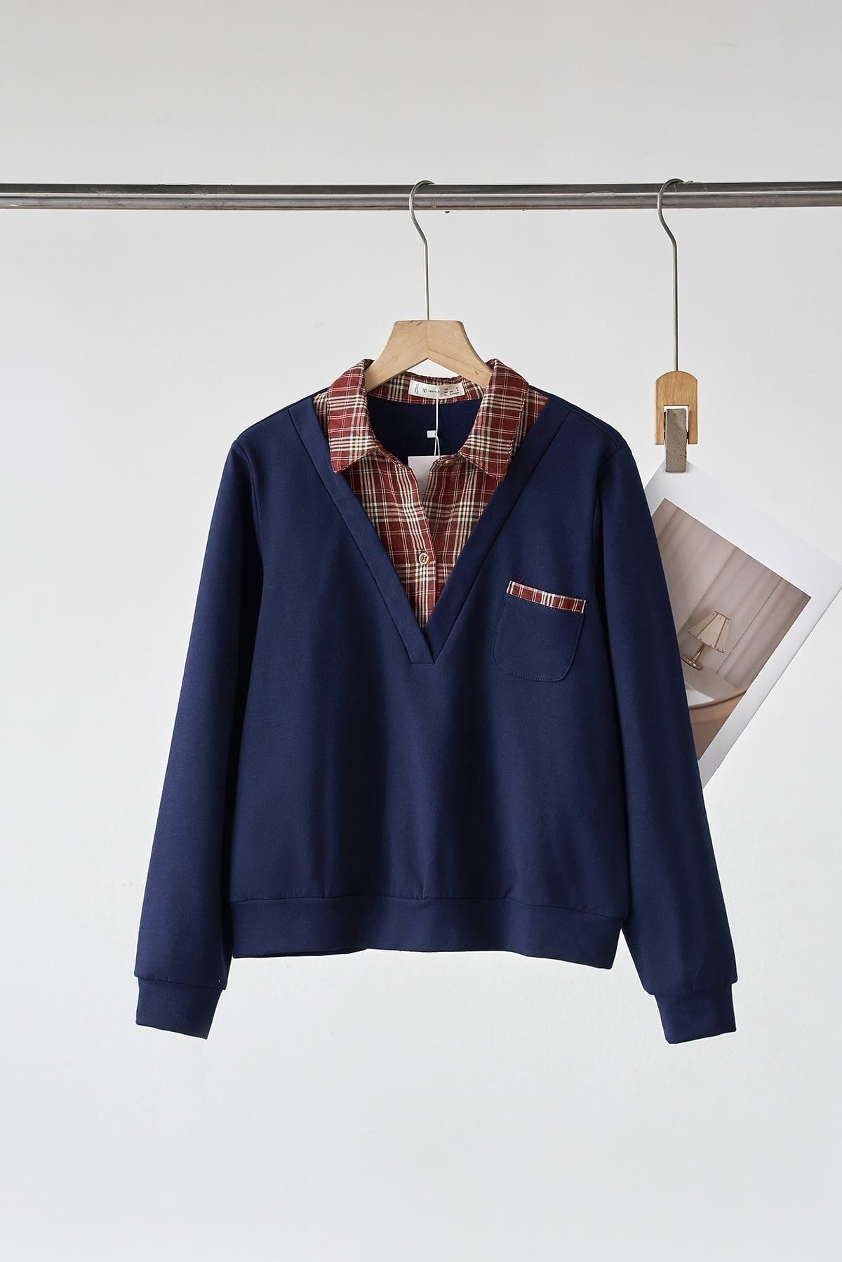 Áo dài tay bo gấu phối cổ - V61B25T016