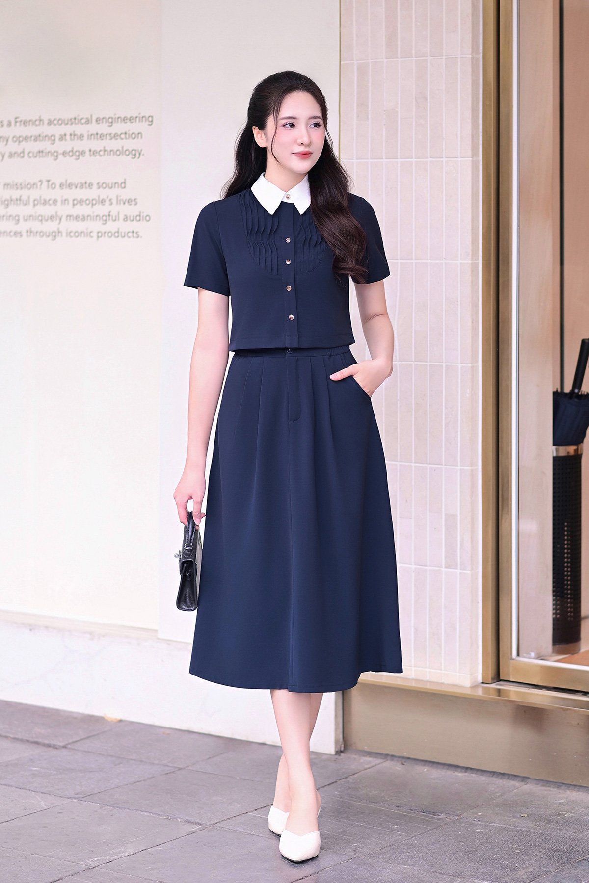 Chân váy A cạp chun 2 bên - V62R25Q015