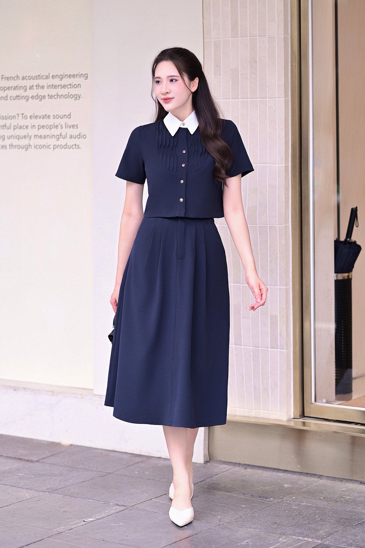 Chân váy A cạp chun 2 bên - V62R25Q015