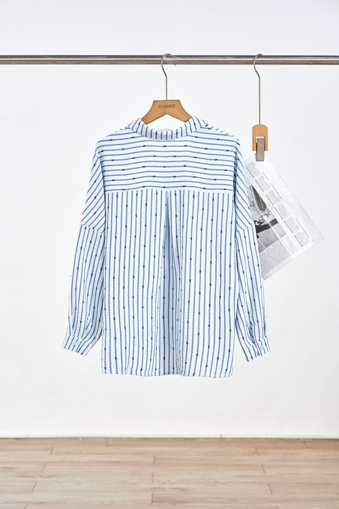 Áo sơ mi cổ đức dáng rộng  - V61H25Q036